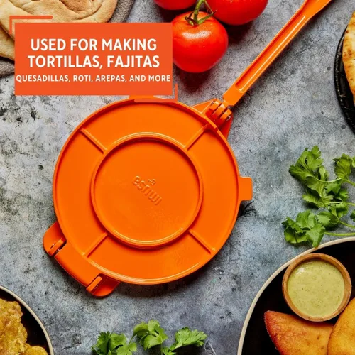 Vista 6 de IMUSA USA Prensa de tortilla de aluminio de 8 pulgadas, color naranja
