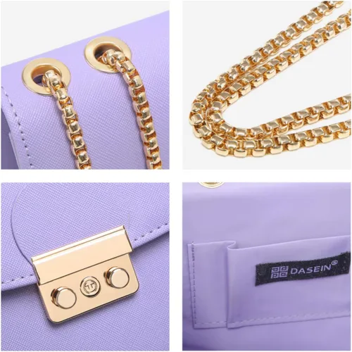 Vista 3 de Dasein Bolso cruzado pequeño para mujer, bolso de noche de diseñador, bolso de mano para bodabaile de graduaciónfiesta con doble correa de cadena