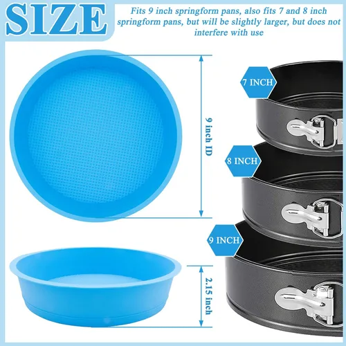 Vista 2 de Protector de silicona para tartas de queso de 9 pulgadas, protector de molde desmontable antiadherente sin BPA para tartas de queso, evita que