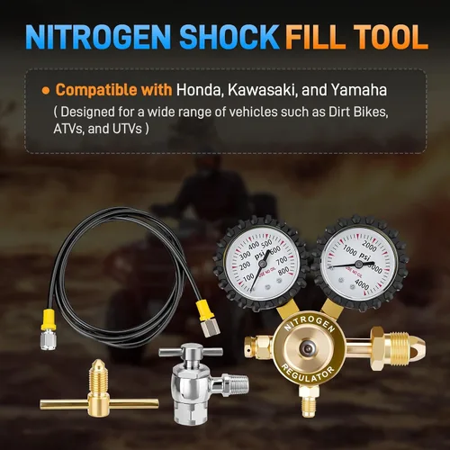 Vista 6 de Kit regulador de nitrógeno, herramienta de llenado de choque de nitrógeno de 4000PSI con portabrocas y medidor Schrader sin pérdidas