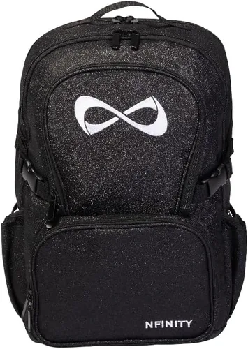 Vista 6 de Nfinity Sparkle Cheer Backpack - Mochila ligera y duradera bolsa de Negro Sparkle/Logo de oro