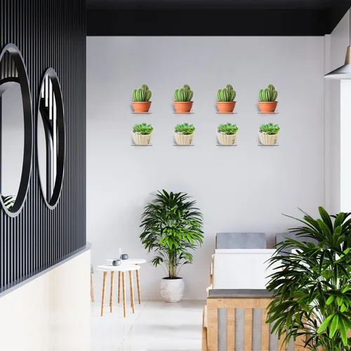 Vista 7 de Estante pequeño de acrílico, mini estante flotante de pared, estante de almacenamiento montado en la pared, para figuras pop, plantas, fotos