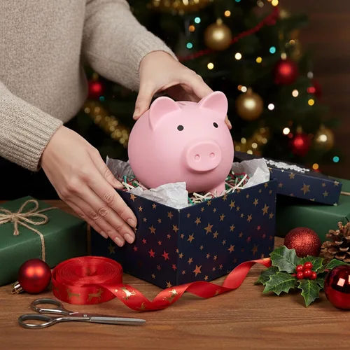 Vista 5 de Alcancía para Sbrvaniy Piggy Coin Banks para niños y niñas, mi primer banco de dinero de plástico irrompible tamaño S/M/L decoración ahorro Navidad