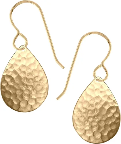 Vista 11 de Aretes colgantes grandes con disco circular martillado en plata, oro u oro rosa