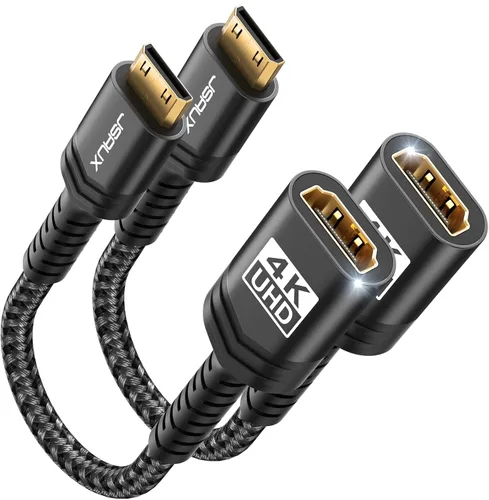 Vista 9 de JSAUX Adaptador Mini HDMI a HDMI, Cable Mini HDMI macho a HDMI hembra con 4K 60Hz HDR 3D 18Gbps, Compatible con cámara, videocámara, Raspberry Pi