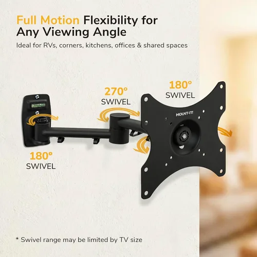 Vista 8 de Mount-It! Soporte de pared para televisor LCD con movimiento e inclinación completos Negro