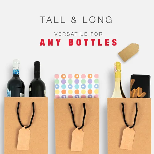 Vista 5 de Bolsa de regalo de vino para 2 botellas, 7.15 x 4 x 13 pulgadas, 24 bolsas de regalo para botellas de vino dobles