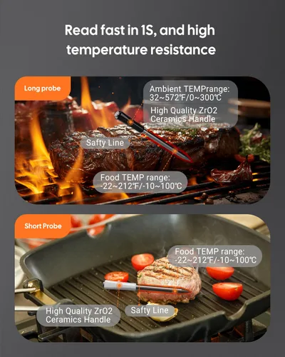 Vista 9 de Termómetro inalámbrico para carne con Bluetooth, termómetro de carne Bluetooth para parrilla, sonda de carne inalámbrica para cocinero de alimentos