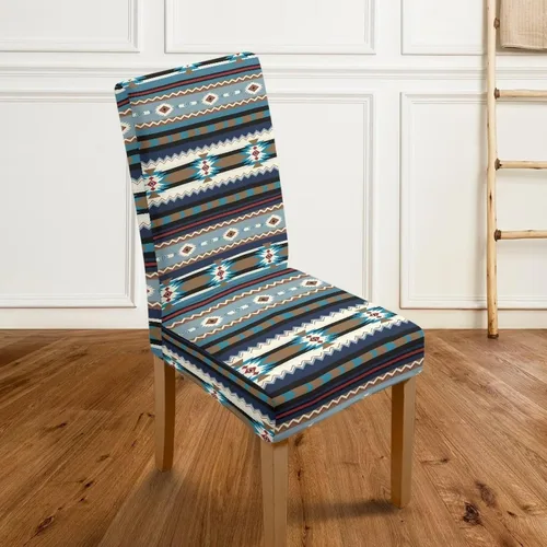 Vista 4 de Rnyleeg Juego de 1 fundas para sillas étnicas para sala de estar, sin brazos, estampado tribal azteca, elásticas, fundas protectoras para sillas