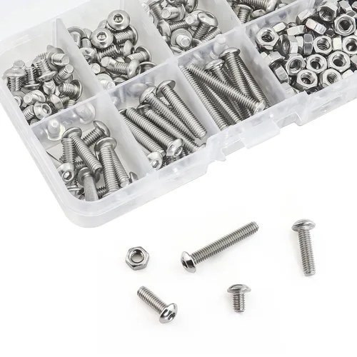 Vista 6 de Kit surtido de tornillos y tuercas de cabeza hexagonal de 240 piezas de acero inoxidable M4 + llave inglesa
