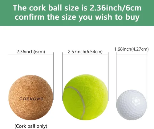 Vista 2 de COENGWO Bola de lacrosse de corcho, bola de terapia de tensión muscular de tejido profundo para terapia de punto de activación, dolor muscular