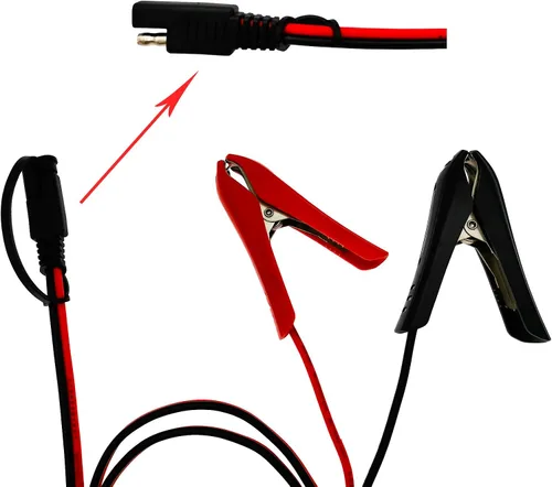 Vista 3 de [Versión actualizada] Abrazaderas de cocodrilo con clip de batería de 3.2 pies al conector SAE, cable de extensión de cargador solar de 14