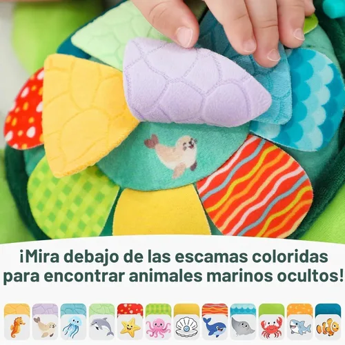 Vista 3 de Juguetes sensoriales para bebés de 0 a 6 a 12 meses, 6 en 1 con forma de Tortuga verde
