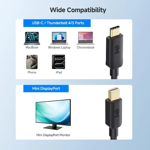 Vista 5 de Cable Matters Cable Unidireccional 4K USB C a Mini DisplayPort, 6 pies 4K@60Hz, Not for Thunderbolt/USB-C Monitors, Not for USB-C or Thunderbolt 3