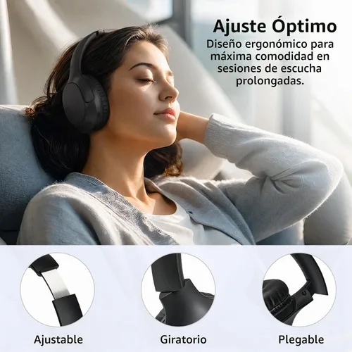 Vista 8 de TOZO HA1 70H Over Ear Wireless Headphones Bluetooth 5.4 Foldable Headset Negro