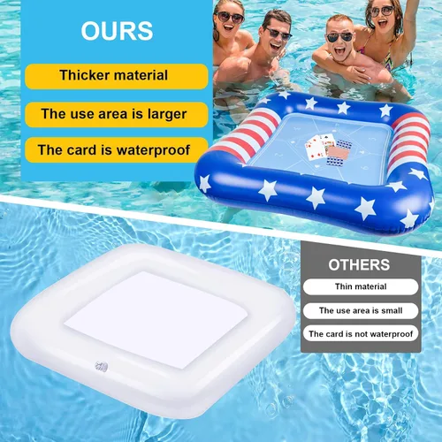 Vista 10 de succulentlovers Mesa de cartas inflable grande para piscina con naipes impermeables – 41 pulgadas impermeable para piscina, mesa de juegos flotantes
