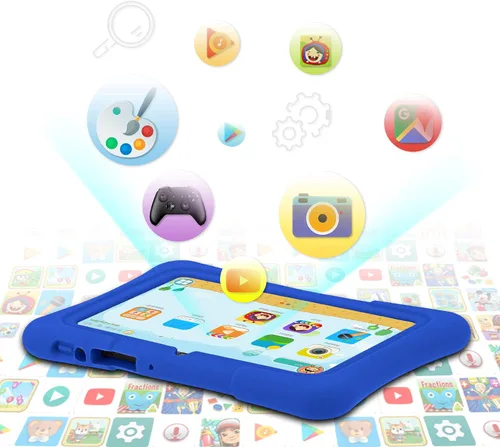 Vista 3 de PRITOM Tablet de 7 pulgadas para niños con funda, tableta Android 13, 32 GB ROM, WiFi, Bluetooth, cámara dual, educación, juegos, control parental
