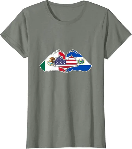 Vista 18 de Corazón manos México, El Salvador y Estados Unidos. Camiseta, Negro