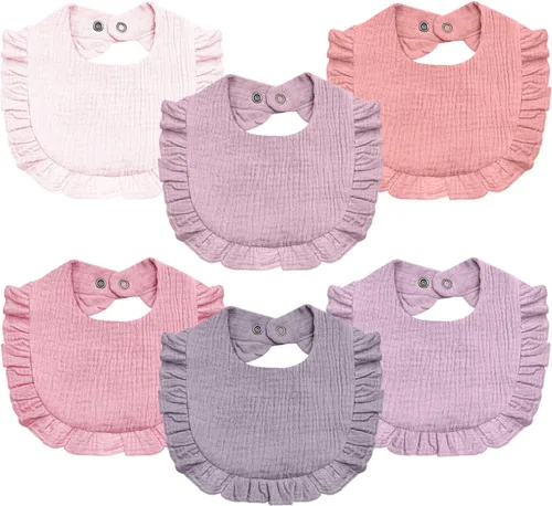 Vista 8 de NISXABEBE Baberos de muselina para bebé, 6 baberos bandana para baba y dentición, algodón suave y absorbente para recién nacido