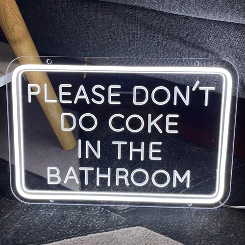 Vista 7 de Letrero de neón con texto en inglés «Please Dont Do Coke in The Bath» para decoración de pared, diseño de talla artística 3D, para interiores