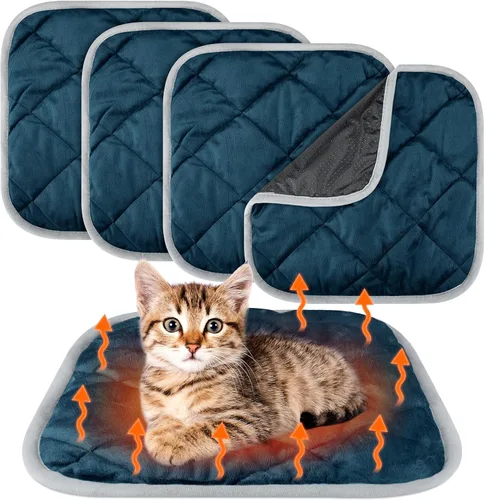 Vista 16 de Paquete de 4 Almohadillas Autocalentables para Gatos, Alfombrilla Autocalentable para Perros que Refleja el Calor Corporal, Almohadilla Térmica Negro