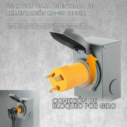 Vista 4 de Kanayu NEMA TT-30P a L14-30R Adaptador de interruptor de transferencia de Amarillo