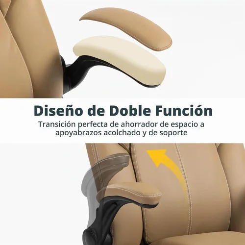 Vista 7 de Silla de oficina – Silla ejecutiva de cuero de escritorio de oficina con respaldo alto con función de balanceo – Ergonómica, transpirable, cómoda