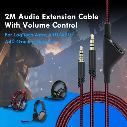 Vista 7 de Mcbazel 2M - Cable de repuesto para auriculares de 6.5 pies con control de volumen para Astro A10A30A40, cable de auriculares para PS5PS4Xbox Series