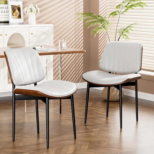 Vista 42 de YaFiti Juego de 2 sillas de comedor, sillas de comedor y cocina modernas de mediados de siglo, sillas tapizadas de piel sintética con diamantes