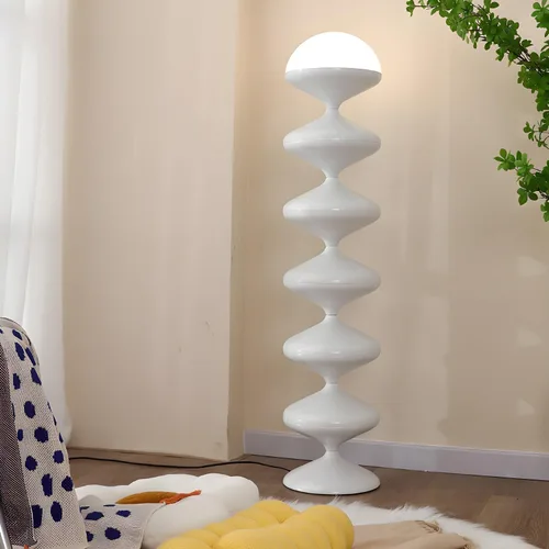 Vista 5 de LITFAD Lámpara de pie moderna de metal con forma de cúpula con pantalla de vidrio para sala de estar dormitorio - 110V-120V azul