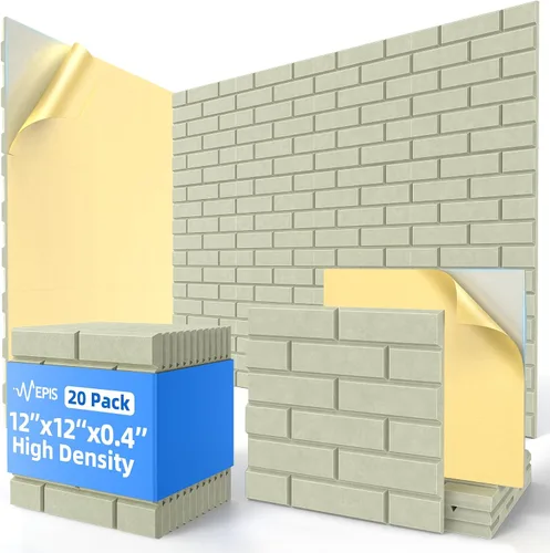 Vista 10 de Paquete de 12 paneles acústicos con autoadhesivos, paneles de espuma de alta densidad a prueba de sonido de 12 x 12 x 0.4 pulgadas para paredes