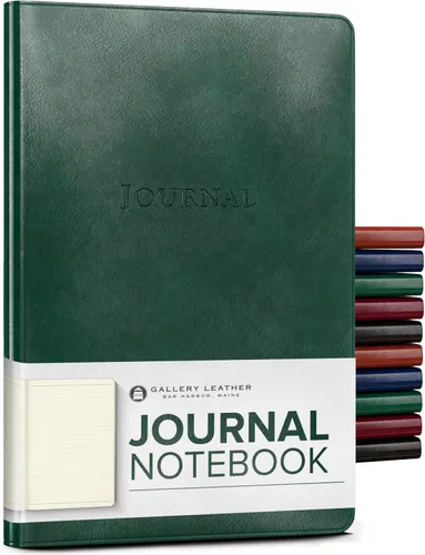 Vista 45 de Diario de cuero Gallery Leather - Elaborado en Maine, EE. UU. - Elegante cuaderno de escritura de cuero con 192 páginas rayadas - Un espacio