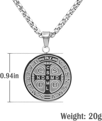 Vista 2 de NIGHTCRUZ Collar con medalla de San Benito, colgante de medalla de San Benito para Talismán Protector Religioso