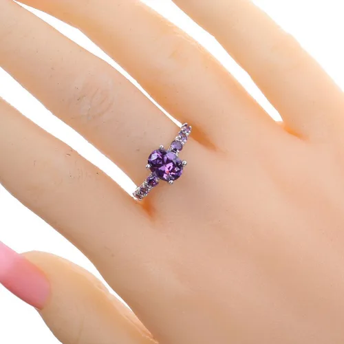 Vista 2 de YAZILIND anillo para boda color púrpura anillo de compromiso para mujer