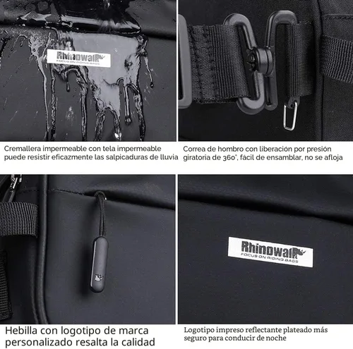 Vista 4 de Rhinowalk Bolsa de manillar de bicicleta, multifuncional impermeable para bicicleta de montaña, bolsa frontal para bicicleta de carretera, cesta