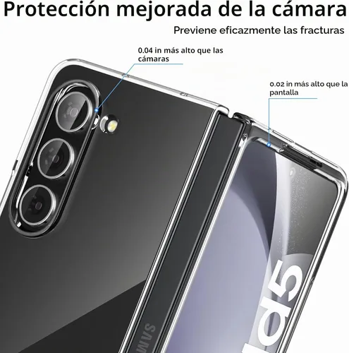 Vista 3 de Foluu Funda transparente para Samsung Galaxy Z Fold 5 con protector de pantalla frontal integrado, resistente a los arañazos, carcasa protectora