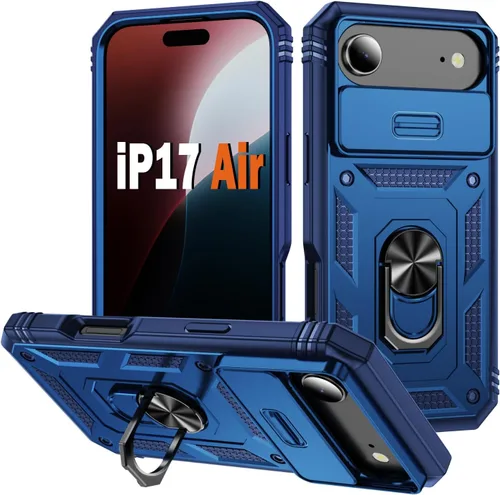 Vista 13 de PASNEW Funda militar para iPhone 13 Pro Max, cubierta de cámara deslizante y soporte de anillo de metal de 360°, carcasa rígida multicapa resistente