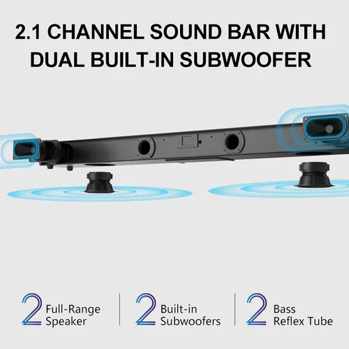 Vista 3 de LARKSOUND Barra de sonido todo en uno con subwoofer integrado