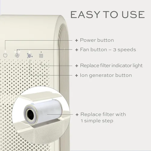 Vista 3 de Conair Purificador de aire, filtro de aire HEPA, purificador para alergias, polvo, polen, control de olores, habitaciones de tamaño mediano de hasta