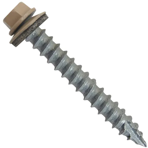 Vista 26 de TORNILLOS PARA TECHOS DE METAL #14: (250) Tornillos x 1" ABC GRIS Tornillo para techo de chapa metálica con cabeza hexagonal y arandela.