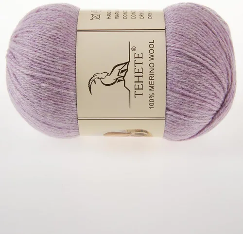 Vista 8 de Hilo de Lana Merino 100% para tejer, 3 capas, hilo de ganchillo lujoso, cálido, suave, ligero (rosa claro, 3 ovillos)
