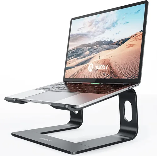 Vista 9 de Nulaxy Soporte completo de aluminio para laptop, soporte estable de hasta A-gris