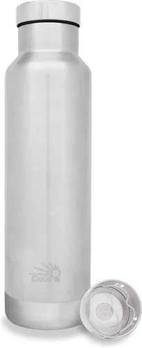 Vista 2 de Cloud9 Botella térmica de acero inoxidable de doble pared aislada al vacío sin plástico con colador de té/frutas, 15 oz - 17 oz
