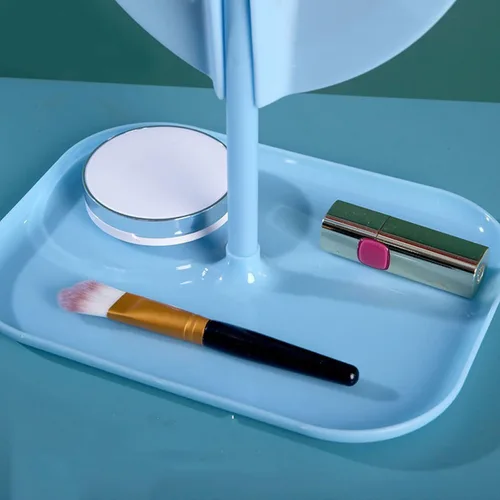 Vista 3 de Espejo de tocador de maquillaje de corazón con luces LED, luces de control táctil, brillo ajustable, espejo de tocador iluminado con carga USB