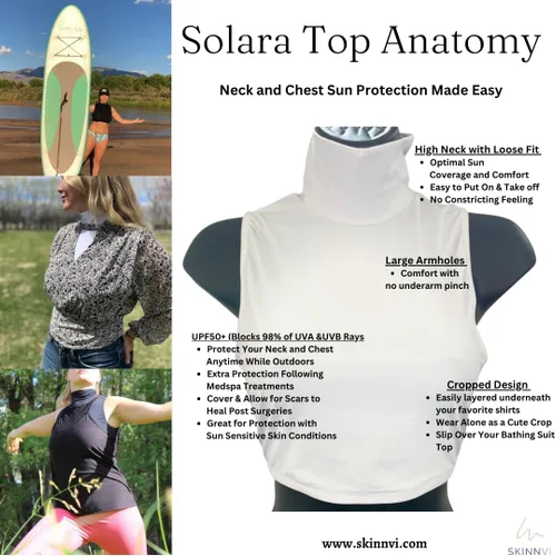 Vista 4 de Top corto de cuello alto con protección solar UPF50+ para cuello y pecho