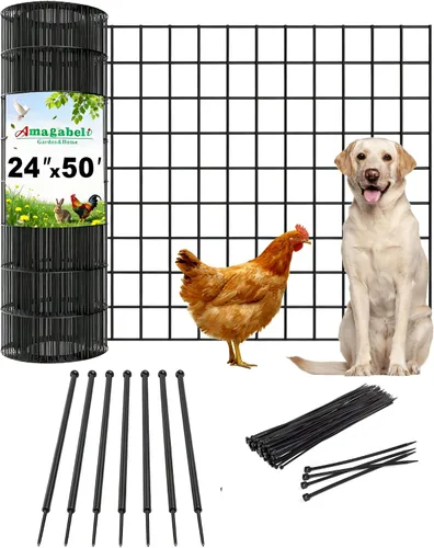 Vista 19 de AMAGABELI GARDEN & HOME Tela de Hardware Negra 1 x 1 pulgada 36 pulgadas x 50 pies Rollo de Malla de Alambre Recubierto de PVC Vinilo 16 Calibre