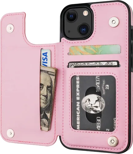 Vista 15 de ONETOP - Funda tipo cartera con tarjetero para iPhone 13, color negro Kickstand,ID/Cash Holder,Case Wallet with Card Slots,Double Magnetic