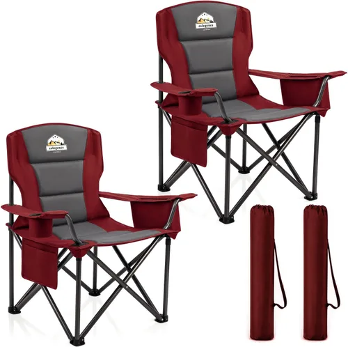 Vista 23 de Sillas de campamento de gran tamaño, paquete de 2 – Silla de campamento plegable resistente de 450 libras, sillas plegables para exteriores anchas