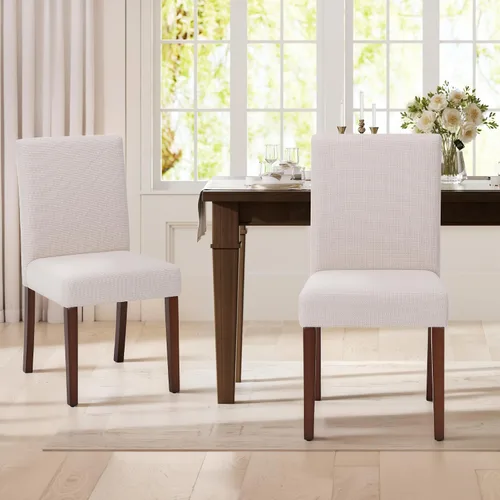 Vista 3 de MALOL Juego de 2 sillas de comedor tapizadas, sillas de comedor de tela, modernas sillas de comedor de madera, sillas auxiliares de cocina, silla
