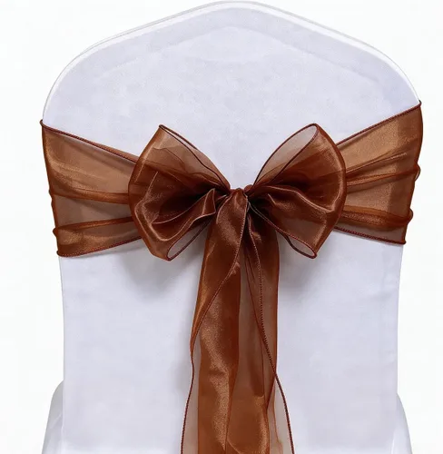 Vista 10 de Paquete de 50 bandas para sillas de organza negra, lazos para silla para decoración de fiestas, bodas, conferencias, sillas de gasa universales